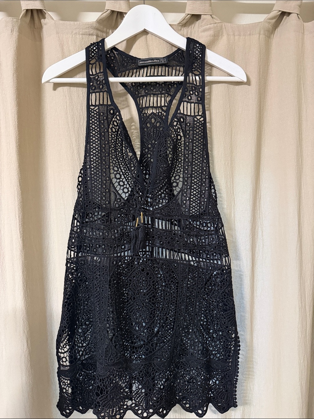 Abercrombie & Fitch Black Crochet Tunic Cover-Up